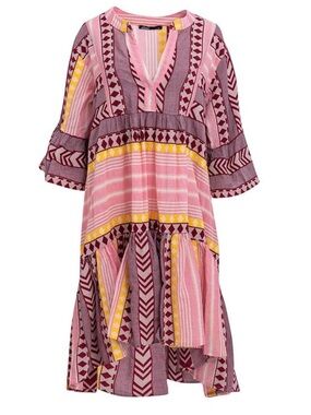 Devotion Zakar Cotton Tiered Dress Womens M Designer Boho Resort Vacation Anthro